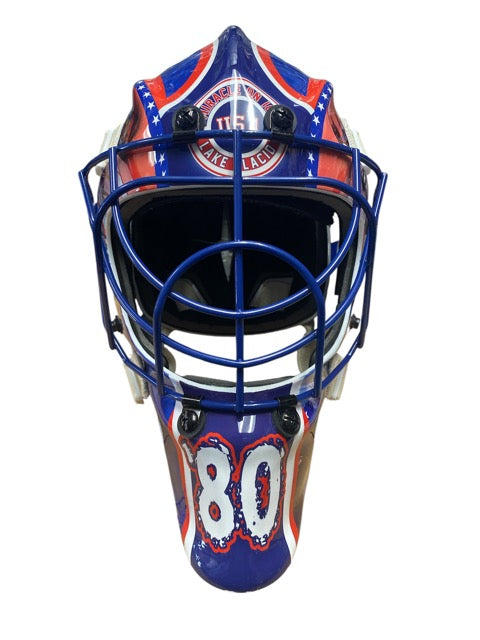 USA Hockey Miracle on Ice 1980 Blue Cage Full Size Goalie Mask 3