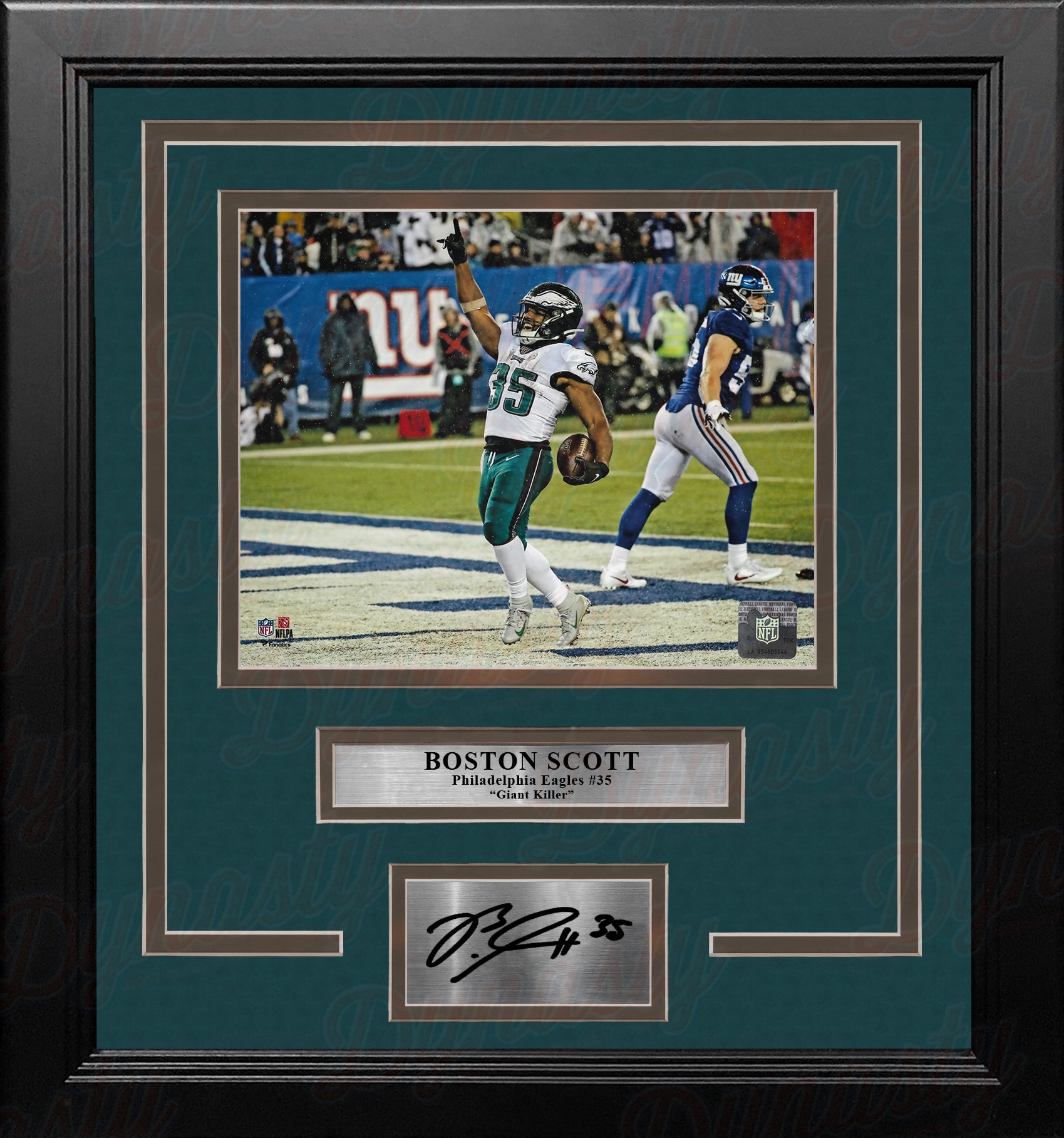 Boston Scott Touchdown v. Giants Philadelphia Eagles 11" x 14" Framed Photo with Engraved Autograph 1