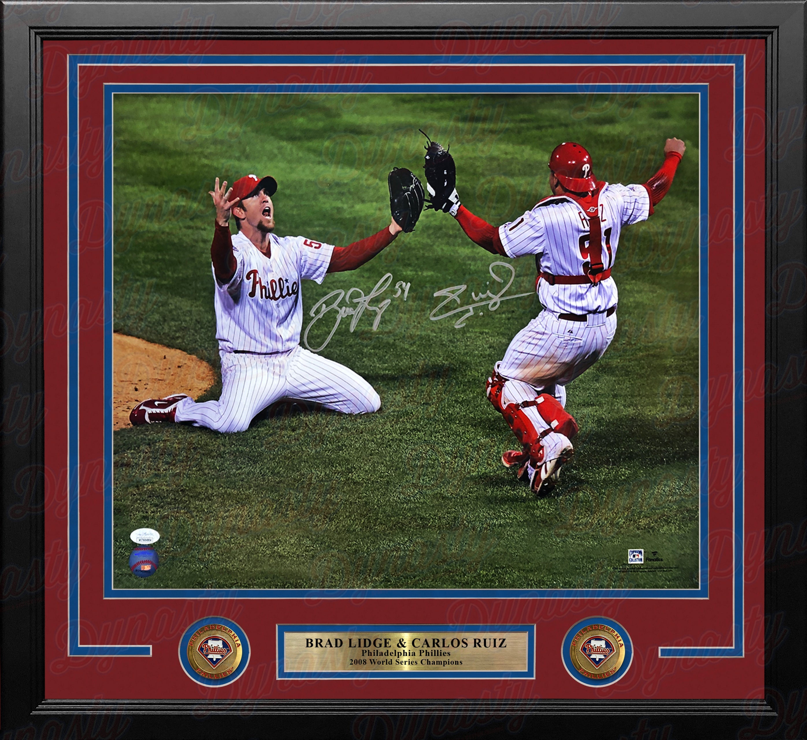 Brad Lidge & Carlos Ruiz Philadelphia Phillies World Series Autographed 16x20 Framed Photo - JSA COA 1