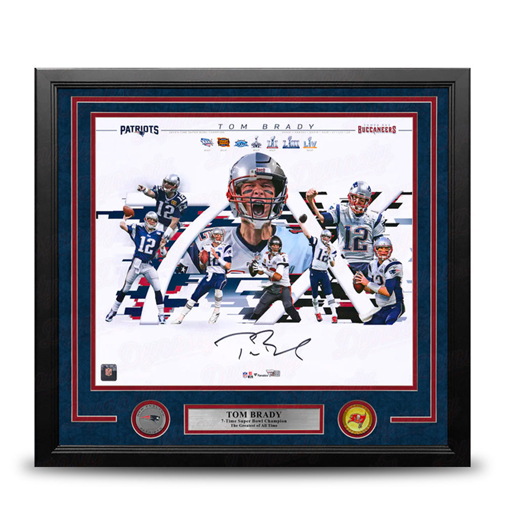 Tom Brady New England Patriots & Tampa Bay Buccaneers Autographed 16" x 20" Framed Collage Photo 1