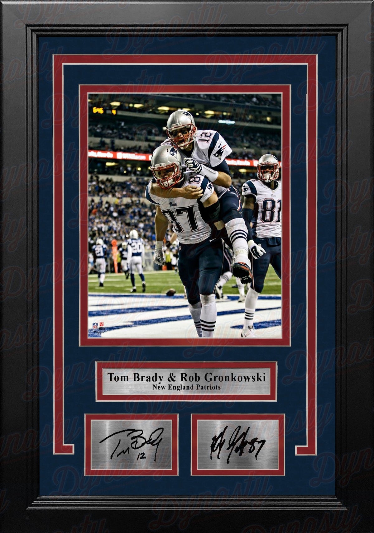 Tom Brady & Rob Gronkowski New England Patriots 8x10 Framed Football Photo with Engraved Autographs 1