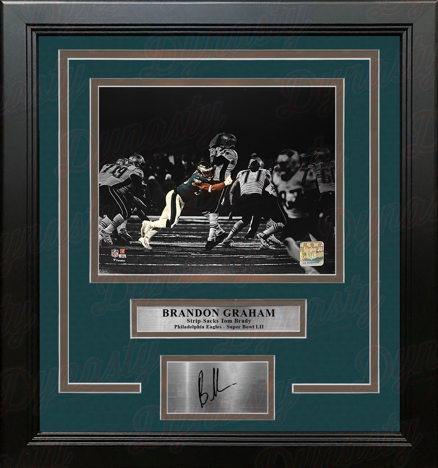Brandon Graham Sacks Tom Brady Philadelphia Eagles 8x10 Blackout Framed Photo & Engraved Autograph 2