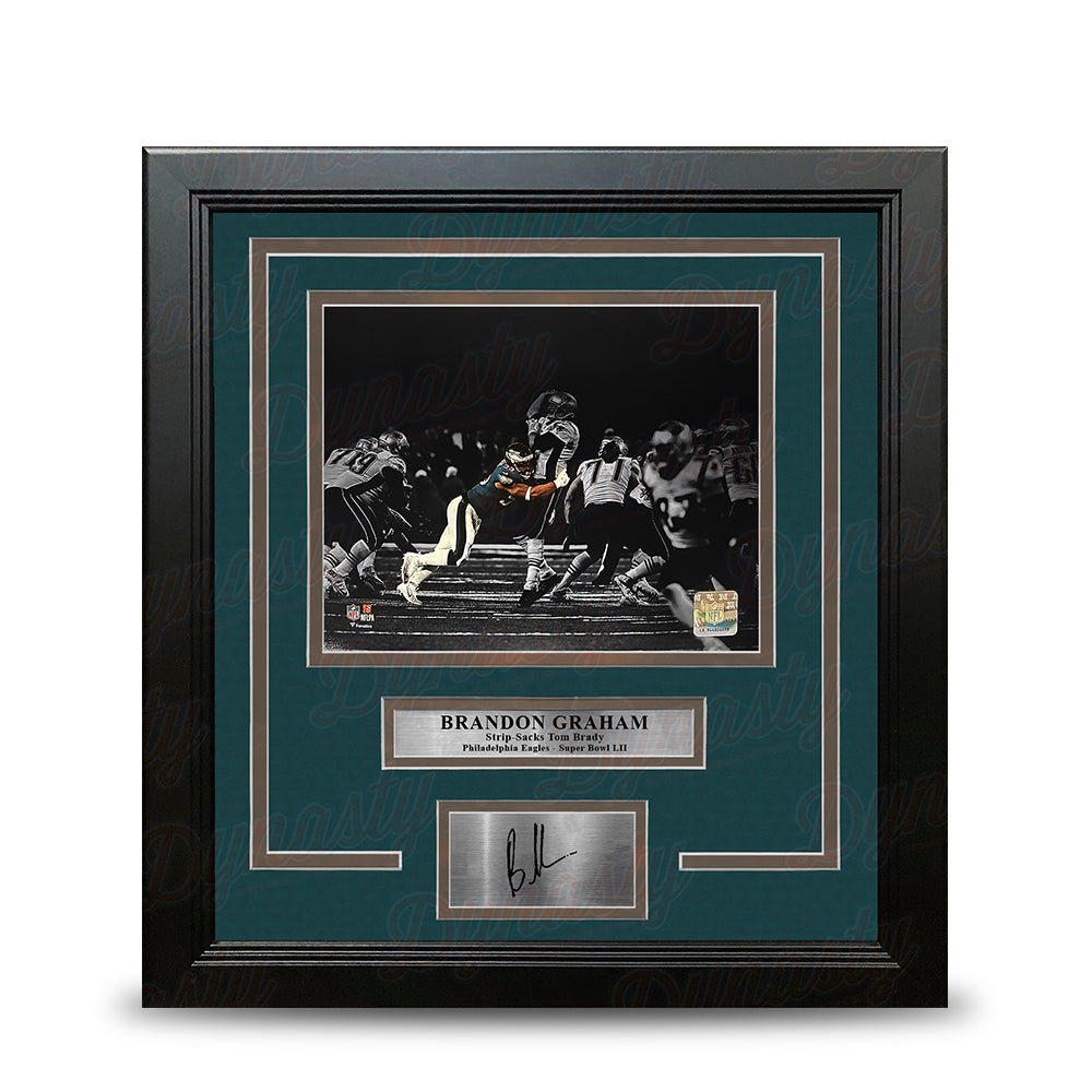 Brandon Graham Sacks Tom Brady Philadelphia Eagles 8x10 Blackout Framed Photo & Engraved Autograph 1