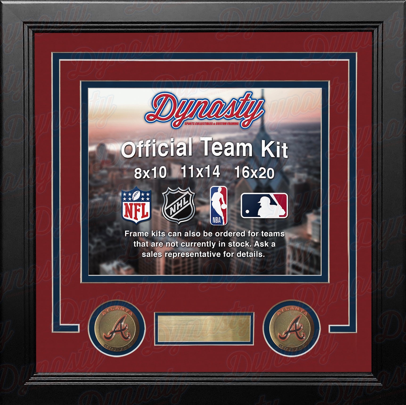 Atlanta Braves Custom MLB Baseball 16x20 Picture Frame Kit (Multiple Colors) 3