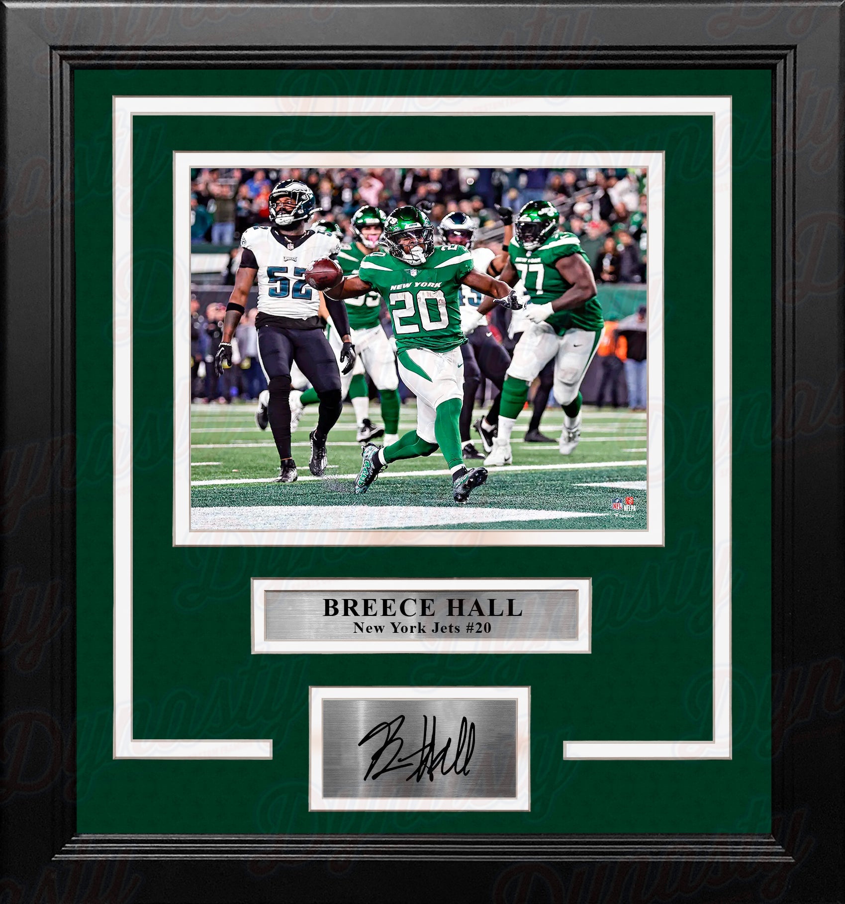 Breece Hall Touchdown Celebration New York Jets 8x10 Framed Football Photo with Engraved Autograph 1