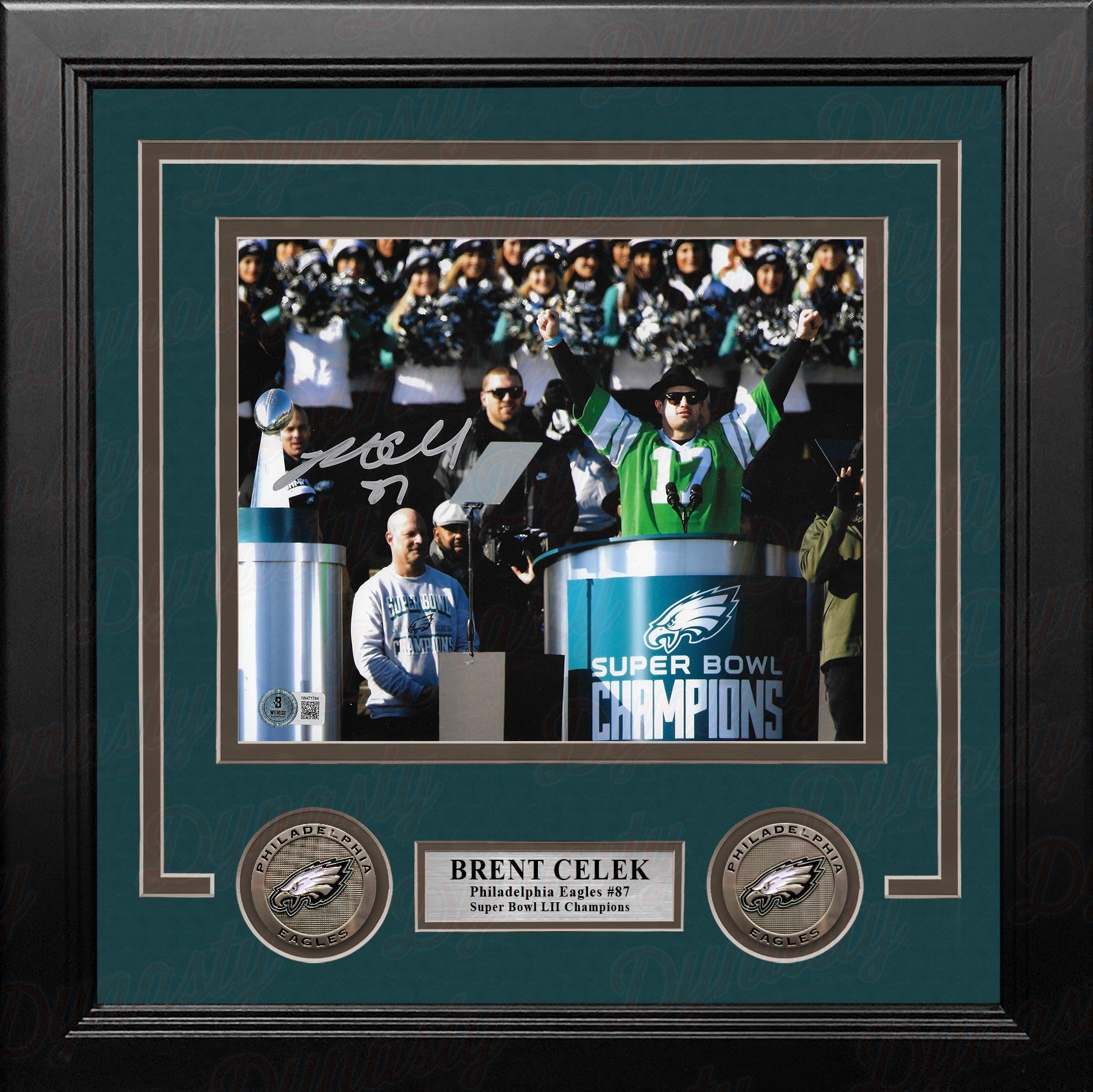Brent Celek Super Bowl Champions Victory Speech Philadelphia Eagles Autographed 8x10 Framed Photo 1