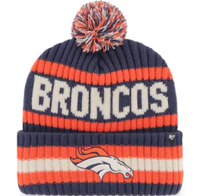 Denver Broncos - Light Navy Bering Cuff Knit Beanie Hat with Pom, 47 Brand 1