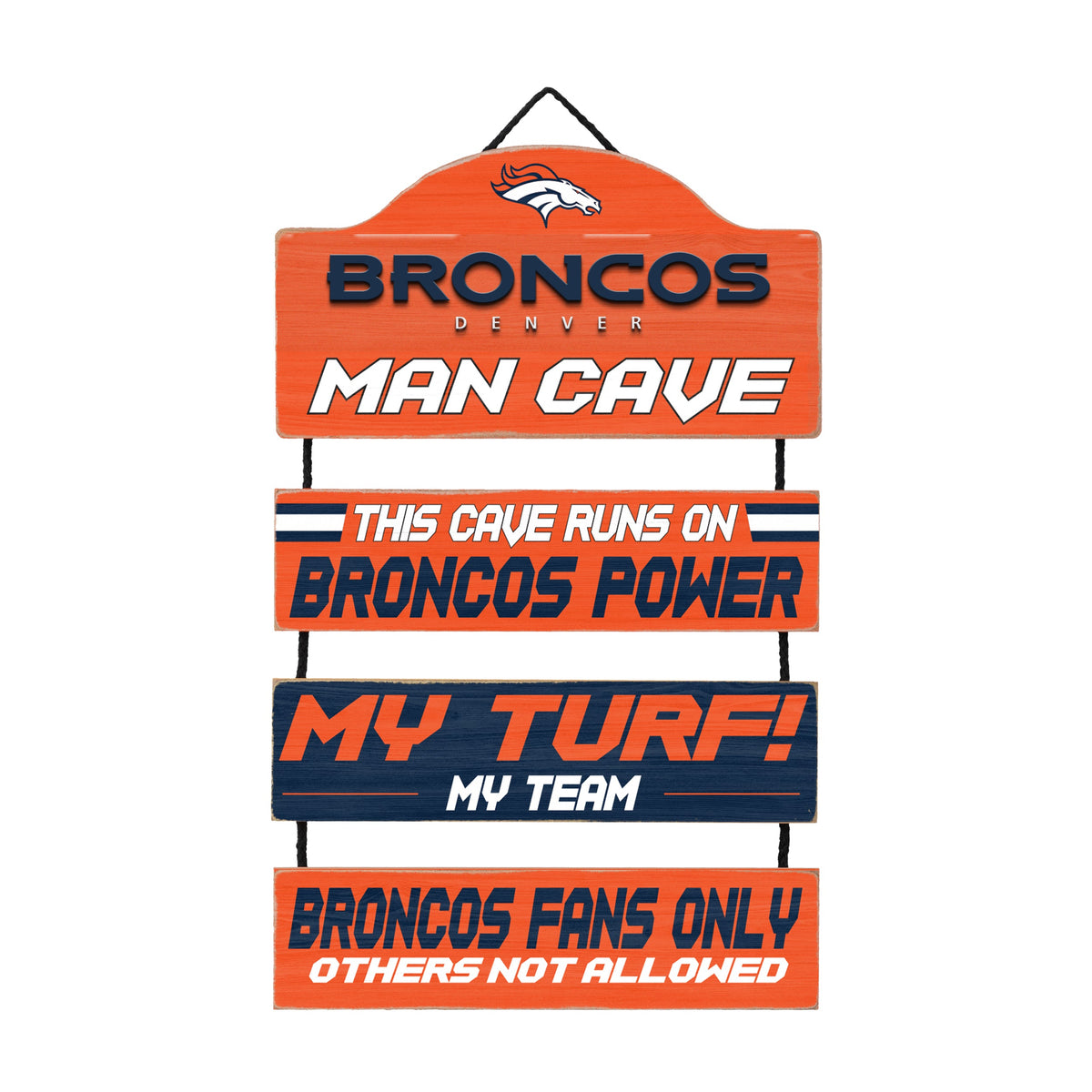 Denver Broncos Wooden Man Cave Dangle Sign 1