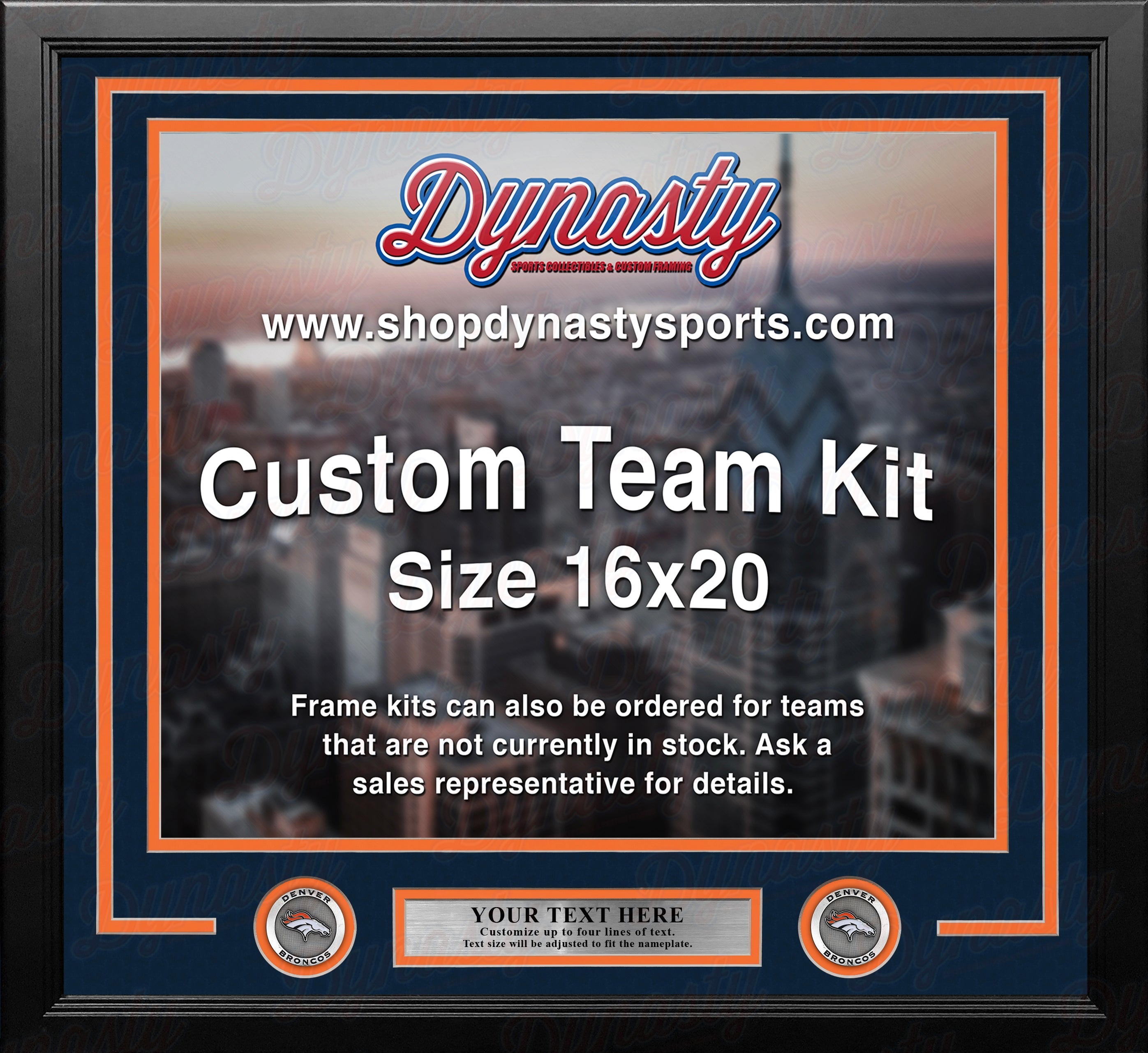 Denver Broncos Custom NFL Football 16x20 Picture Frame Kit (Multiple Colors) 1
