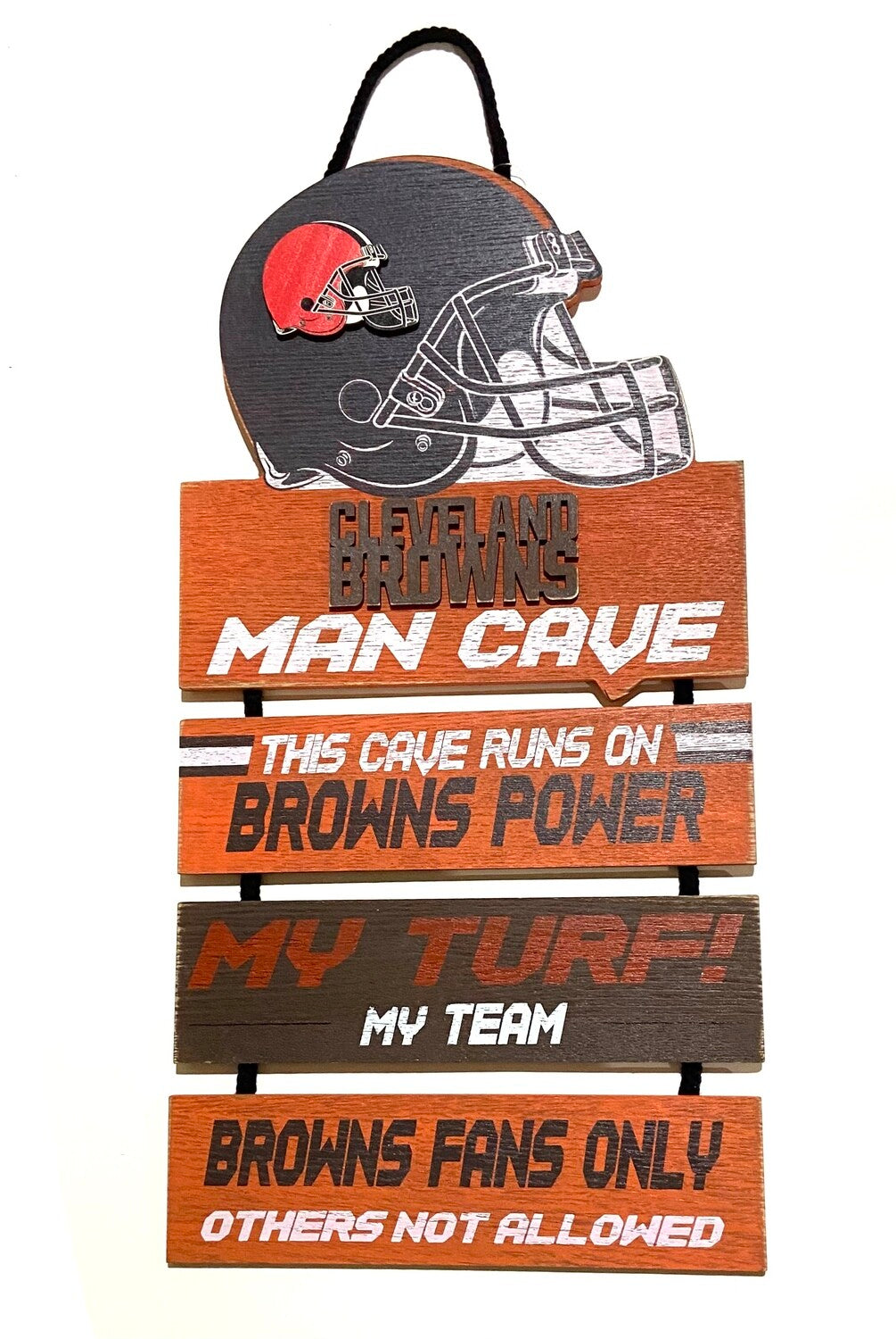 Cleveland Browns Wooden Helmet Man Cave Dangle Sign 1