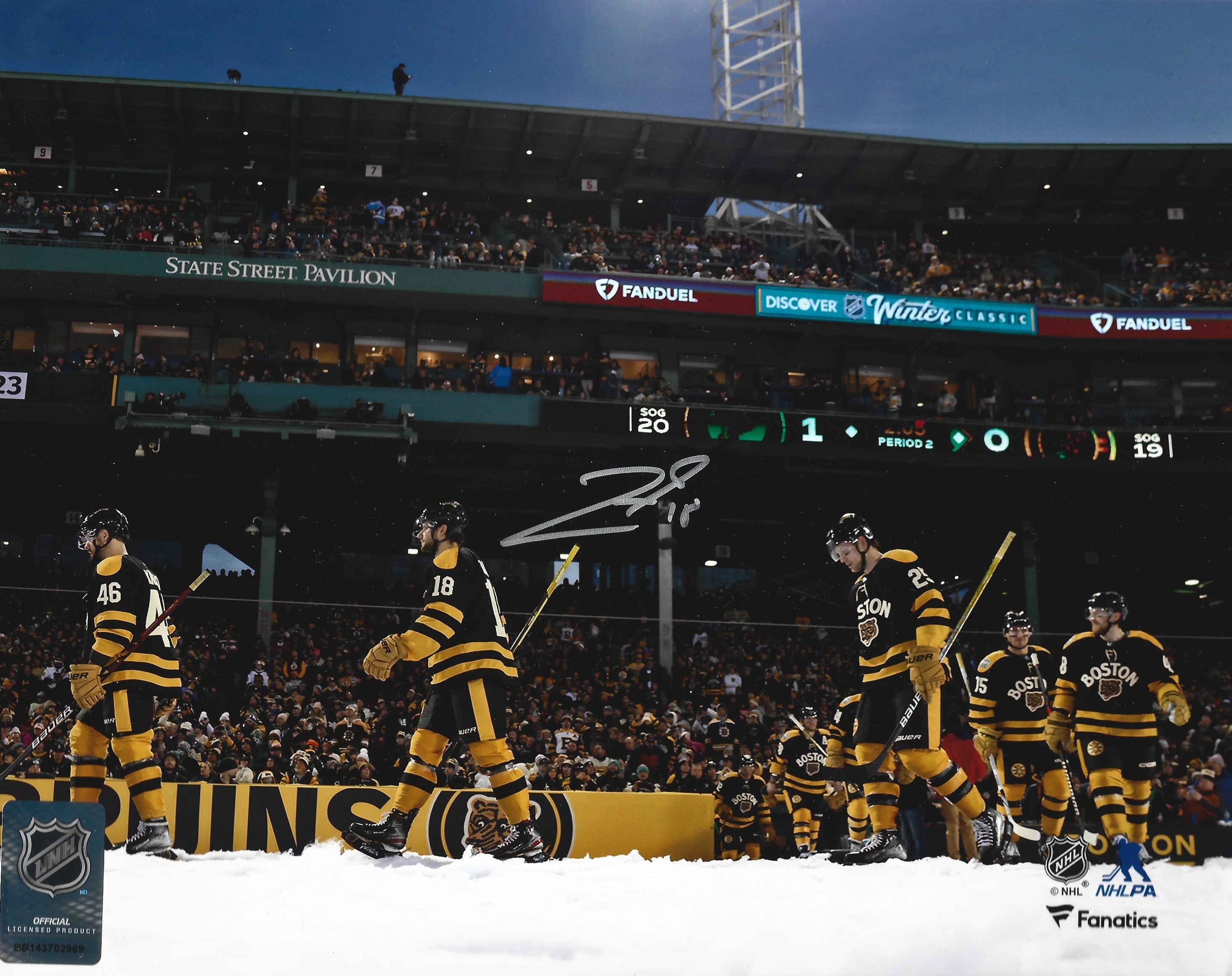 Pavel Zacha 2023 Winter Classic Entrance Boston Bruins Autographed 16" x 20" Hockey Photo