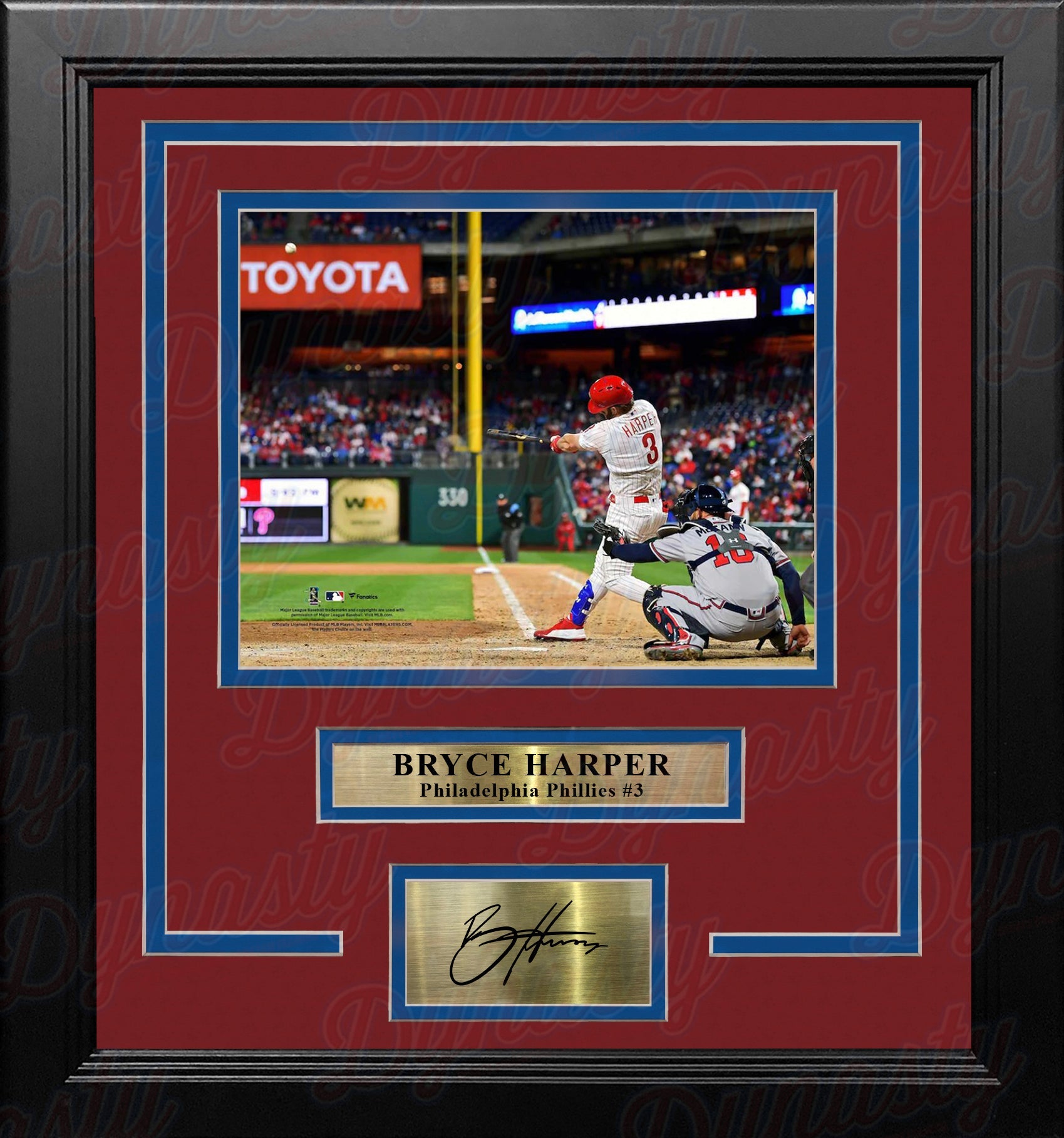Bryce Harper Home Run Swing Philadelphia Phillies 8x10 Framed Baseball Photo with Engraved Autograph 1
