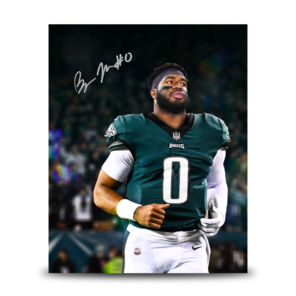 Bryce Huff Philadelphia Eagles Autographed 11" x 14" Blackout Football Photo 1