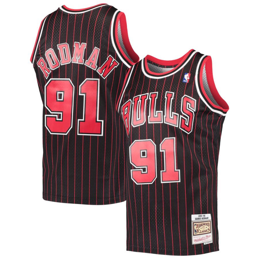 Dennis Rodman Chicago Bulls Mitchell & Ness Black Hardwood Classics 1995-96 Swingman Jersey 1