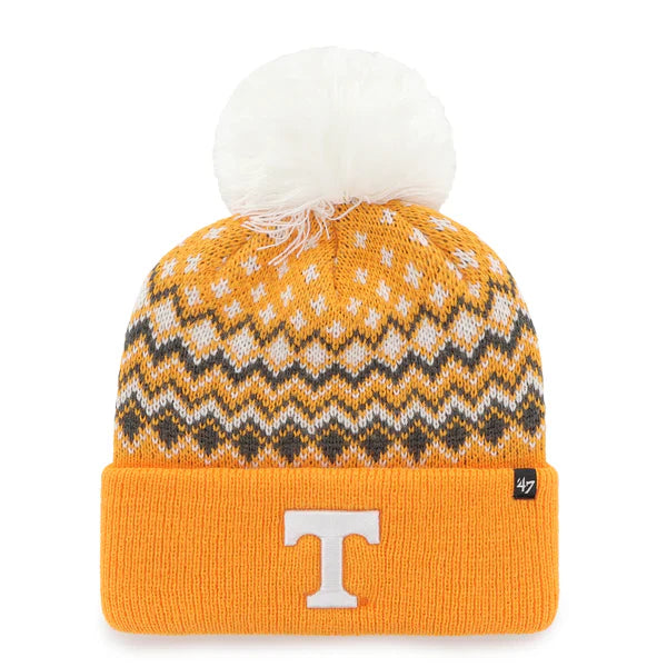 Tennessee Volunteers - Vibrant Orange Elsa Cuff Knit Beanie with Pom 1