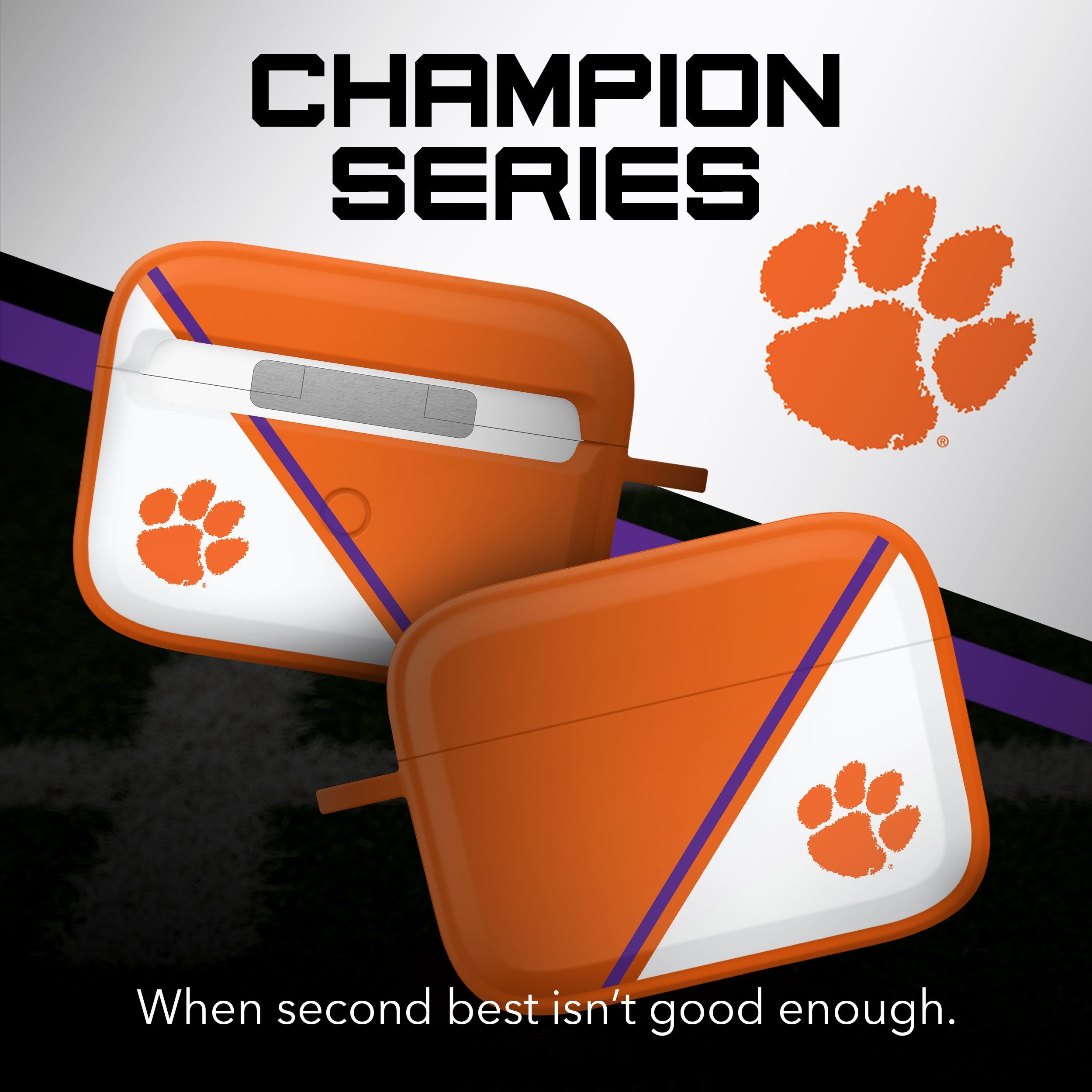 Clemson Tigers HDX Champion Series Apple AirPods Pro 1 & 2 Case Cover | Affinity Bands 2