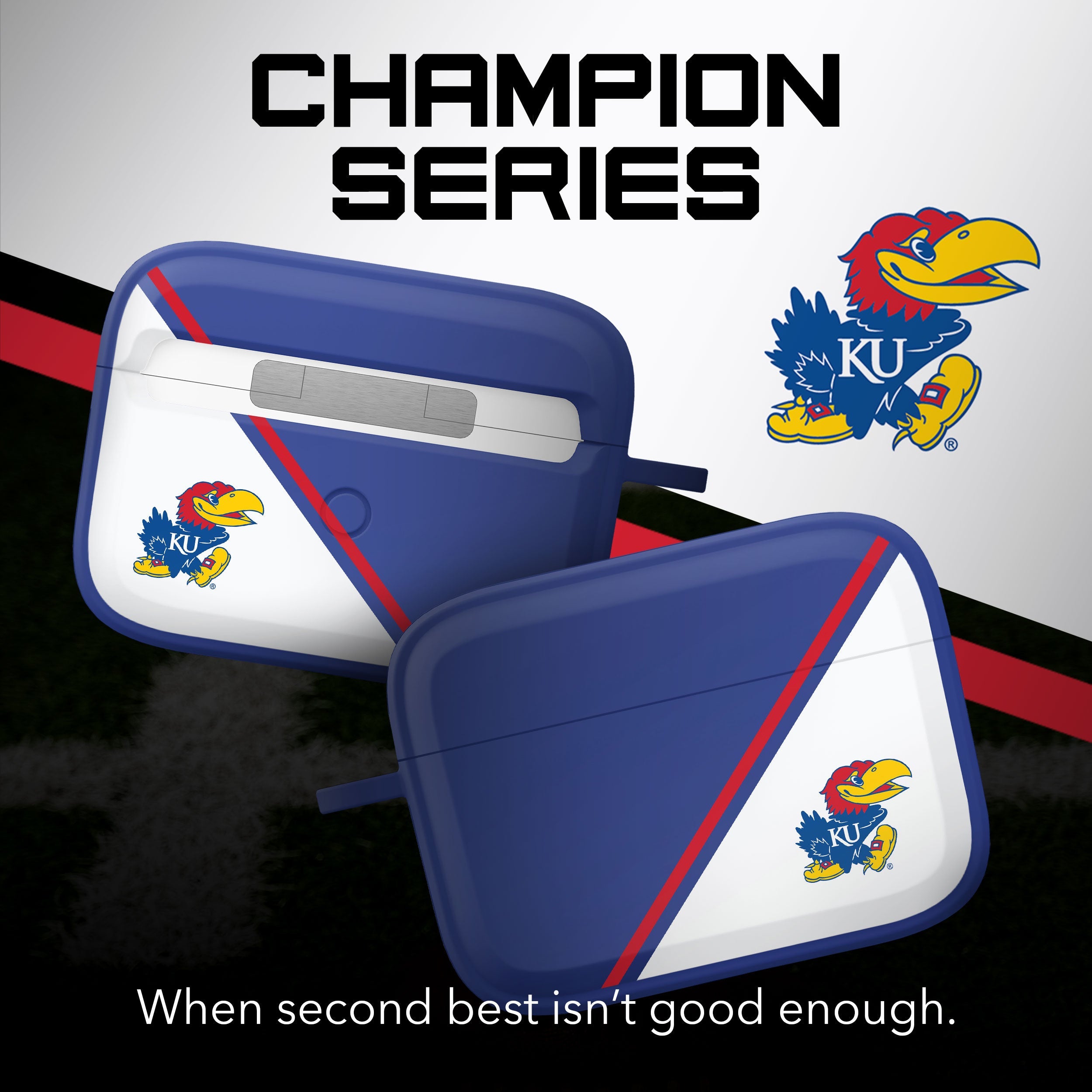 Kansas Jayhawks HDX Champion Series Apple AirPods Pro 1 & 2 Case Cover | Affinity Bands 2