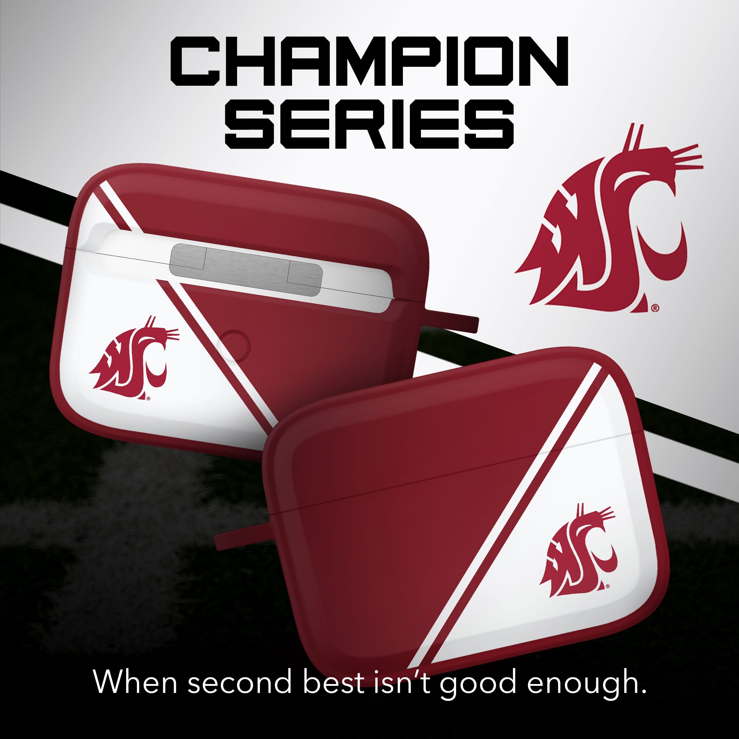 Washington State Cougars HDX Champion Series Apple AirPods Pro 1 & 2 Case Cover 2