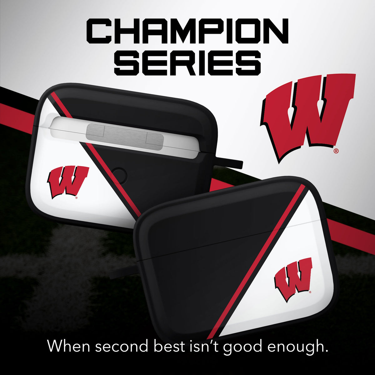 Wisconsin Badgers HDX Champion Series Apple AirPods Pro 1 & 2 Case Cover | Affinity Bands 2