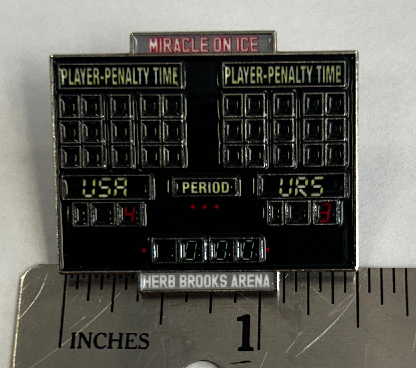Miracle on Ice 1980 Team Scoreboard Official Collectors Pin 1.5"X1.5" 3