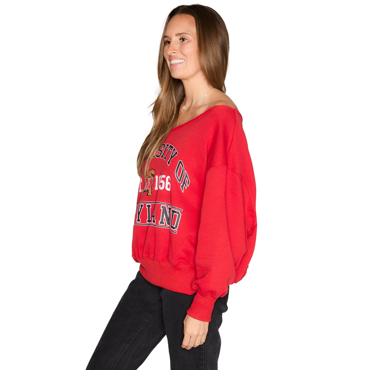 Maryland Terps Off the Shoulder Sweatshirt | lojobands 4