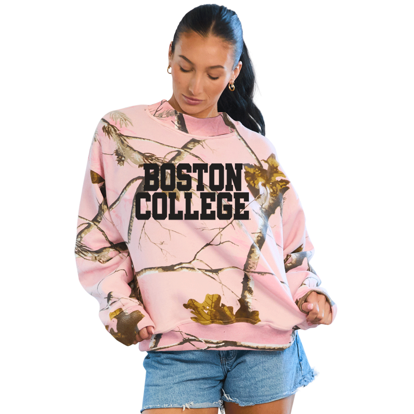 Boston College Camo Mock Neck Sweatshirt | lojobands