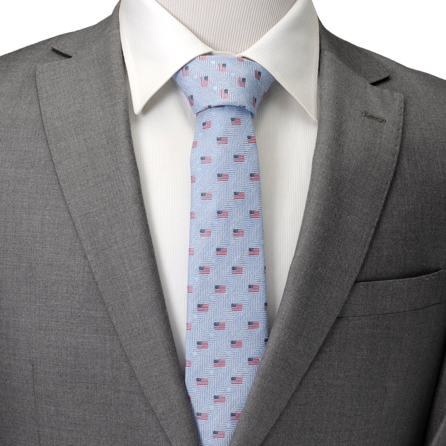 Light Blue American Flag Men's Tie 2