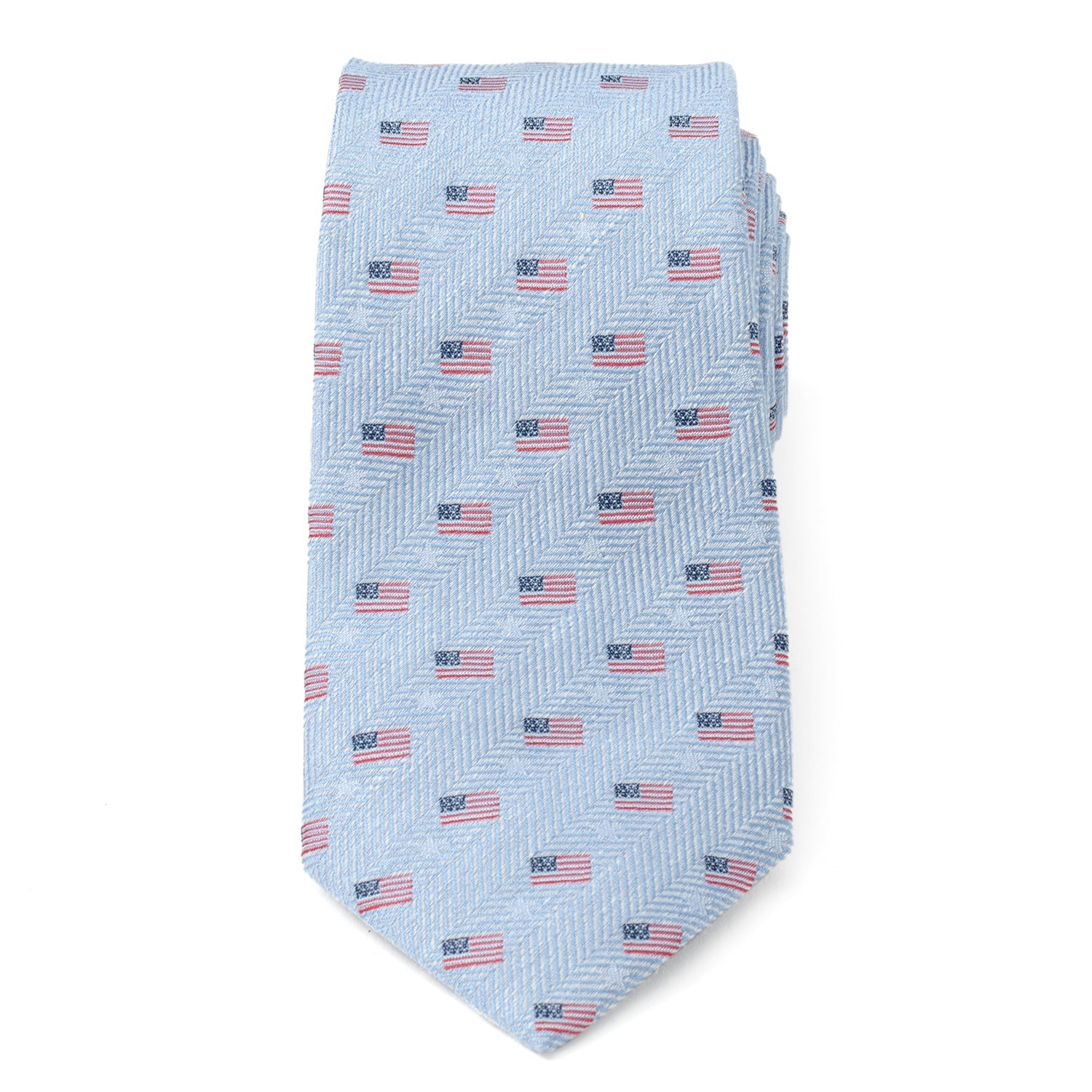 Light Blue American Flag Men's Tie 3