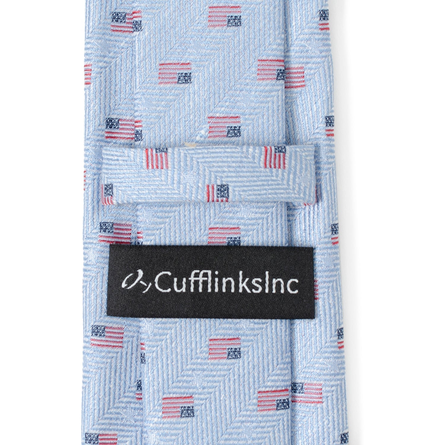 Light Blue American Flag Men's Tie 5