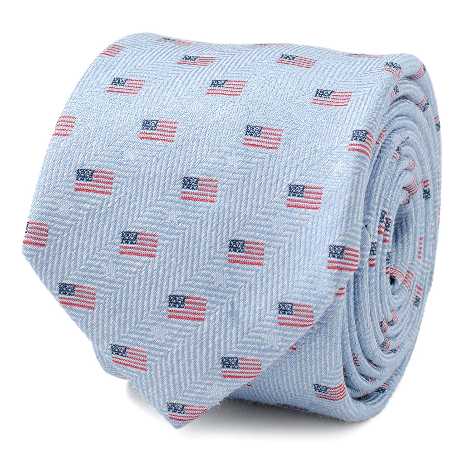 Light Blue American Flag Men's Tie 1