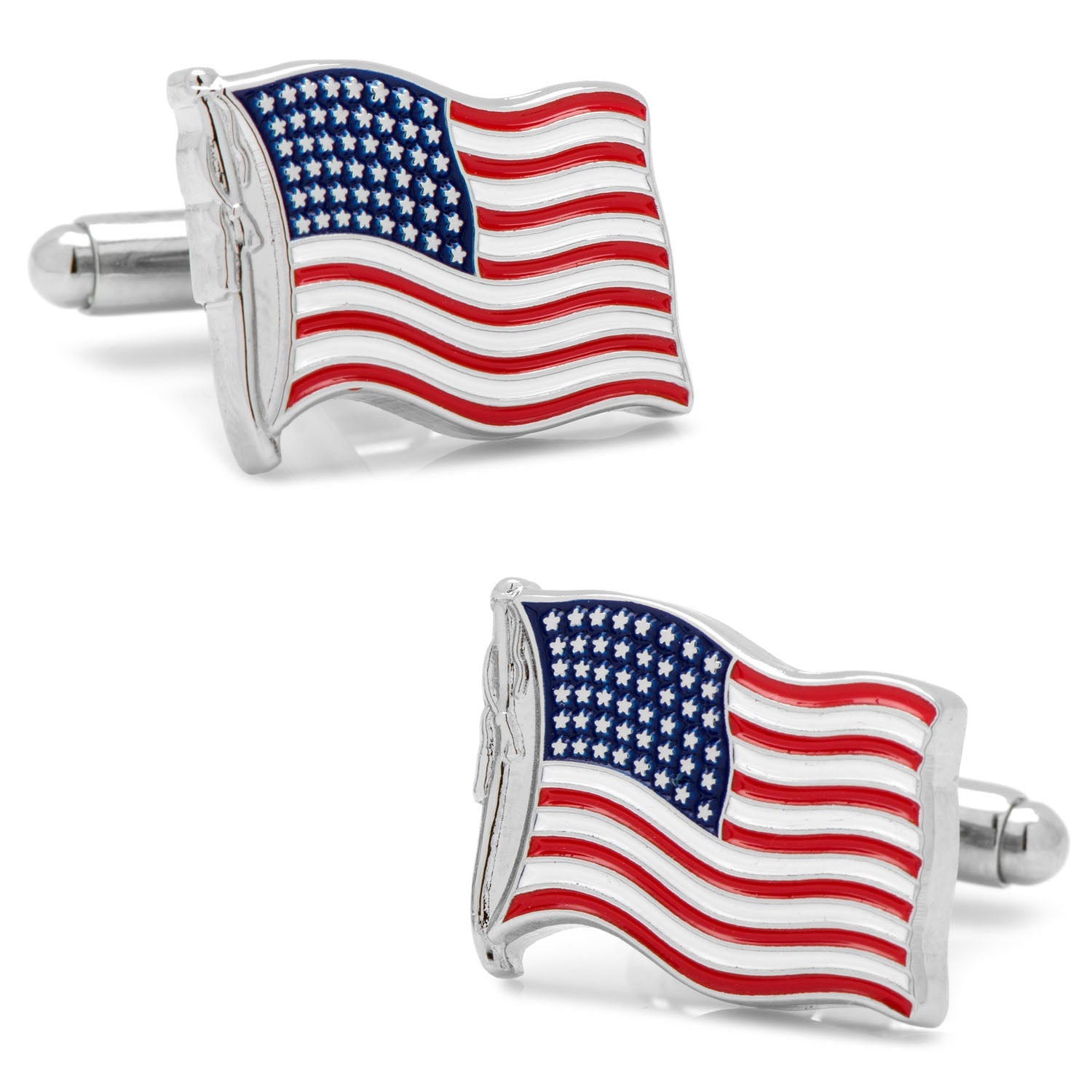 American Waving Flag Cufflinks and Tie Bar Gift Set 6