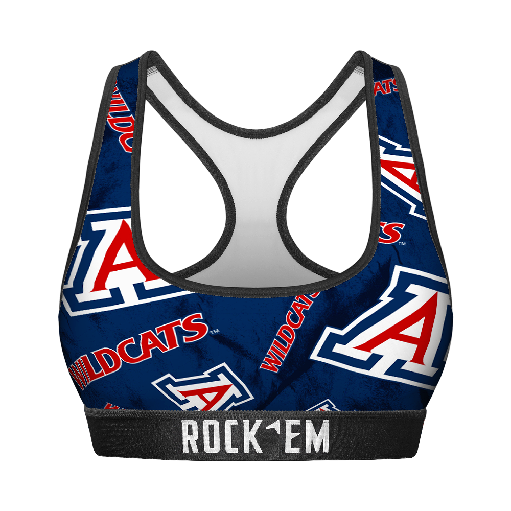 Women's Sports Bra - Arizona Wildcats - Logo All-Over | Rock 'Em Socks