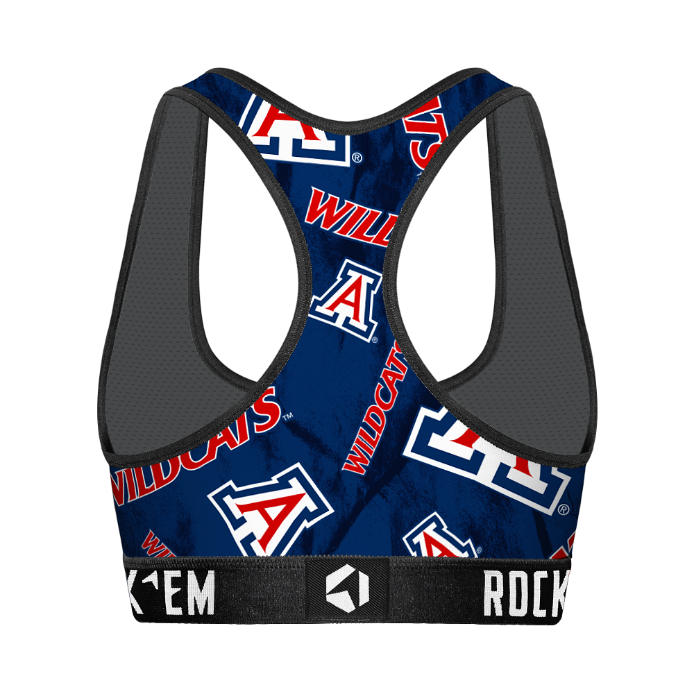 Women's Sports Bra - Arizona Wildcats - Logo All-Over | Rock 'Em Socks
