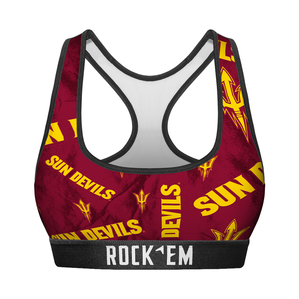 Women's Sports Bra - Arizona State Sun Devils - Logo All-Over | Rock 'Em Socks
