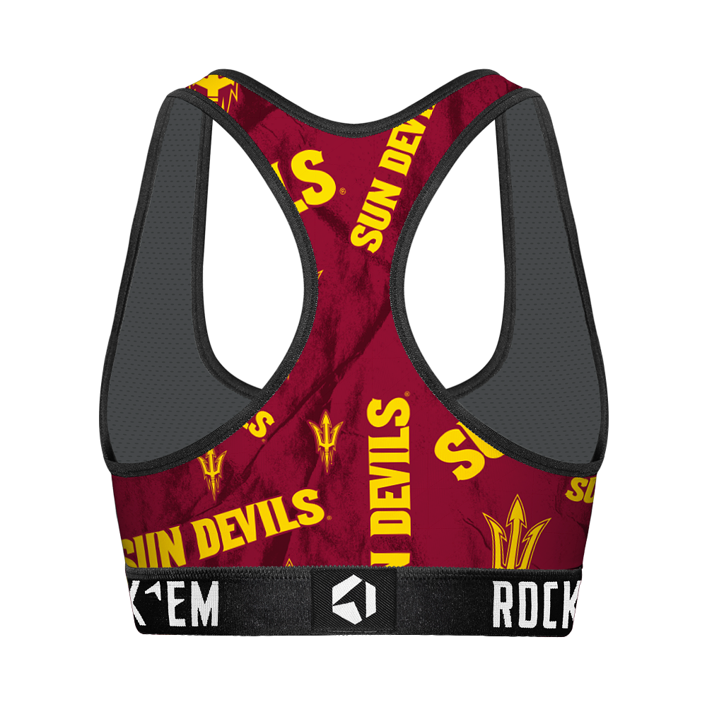 Women's Sports Bra - Arizona State Sun Devils - Logo All-Over | Rock 'Em Socks