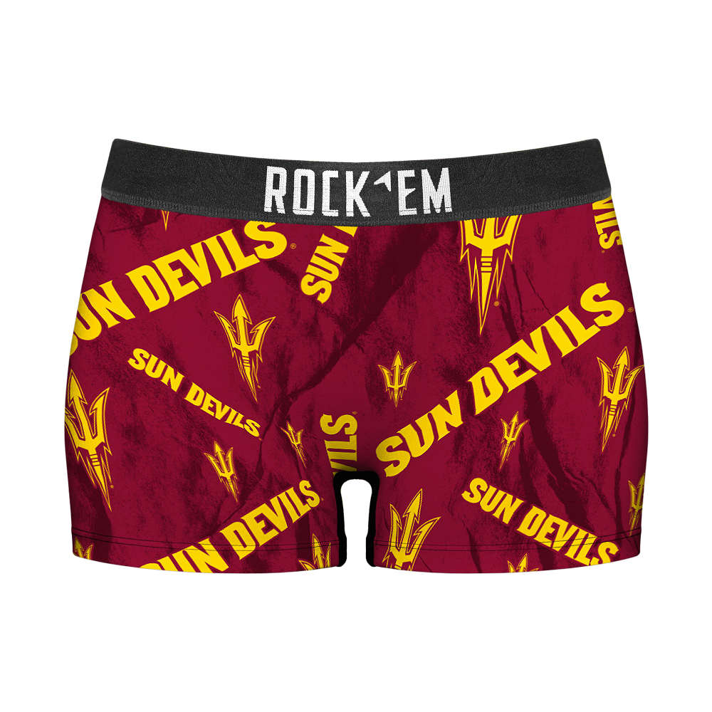 Women's Boy Shorts - Arizona State Sun Devils - Logo All-Over | Rock 'Em Socks