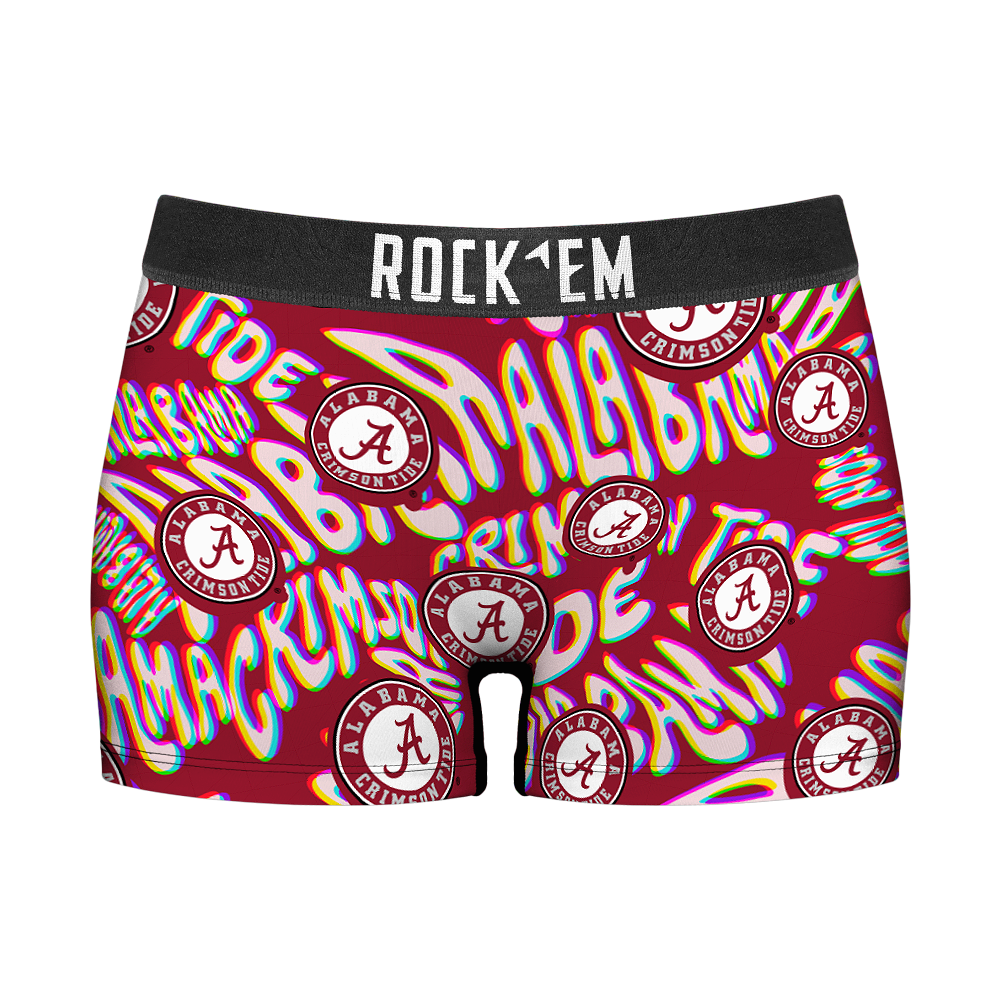 Women's Boy Shorts - Alabama Crimson Tide - Twisted Wordmark | Rock 'Em Socks 1