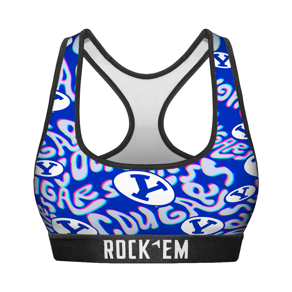 Women's Sports Bra - BYU Cougars - Twisted Wordmark | Rock 'Em Socks