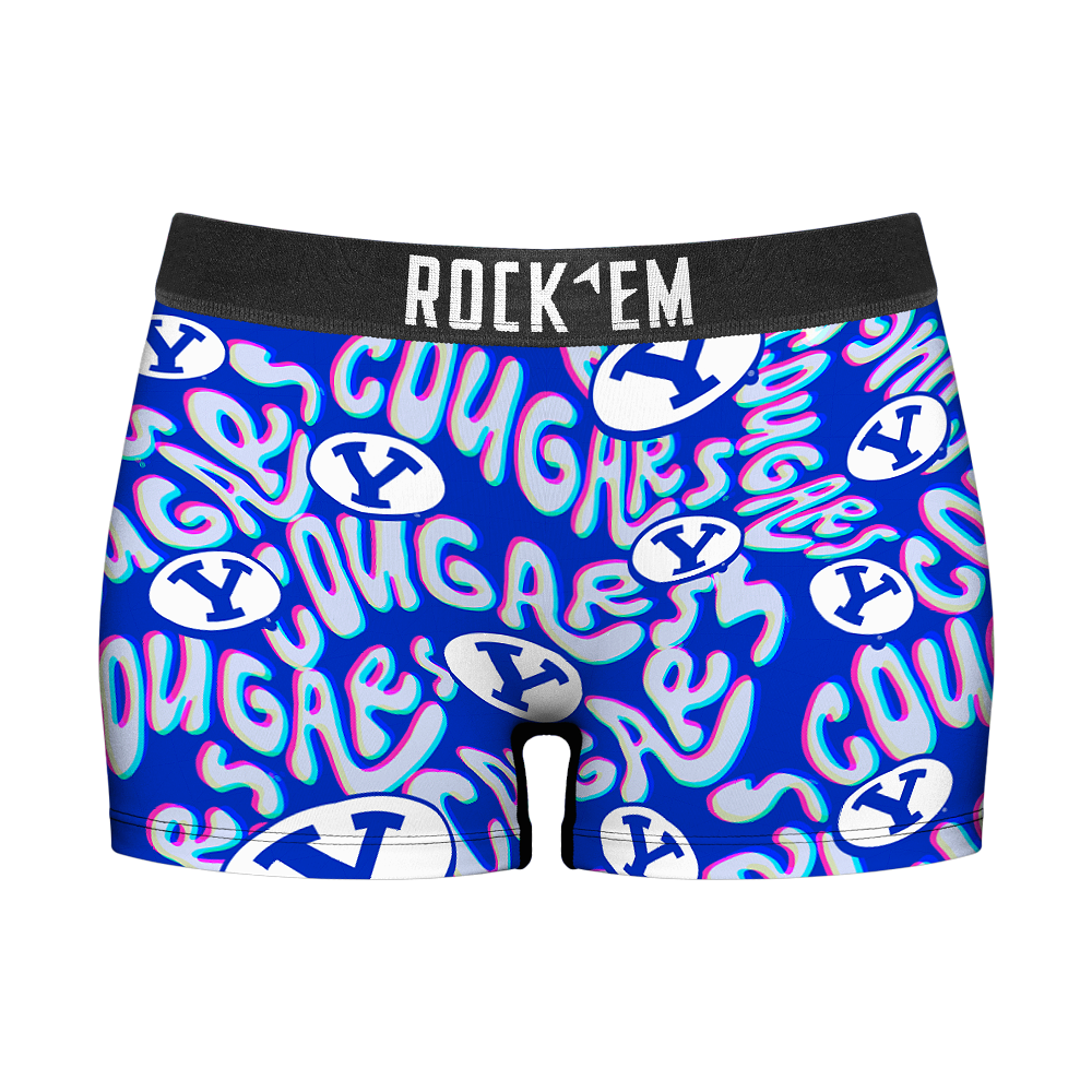 Women's Boy Shorts - BYU Cougars - Twisted Wordmark | Rock 'Em Socks