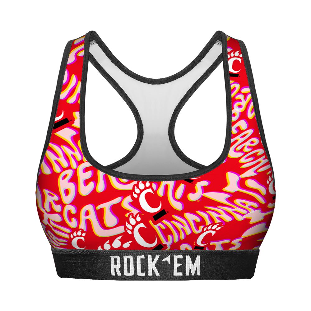 Women's Sports Bra - Cincinnati Bearcats - Twisted Wordmark | Rock 'Em Socks 1