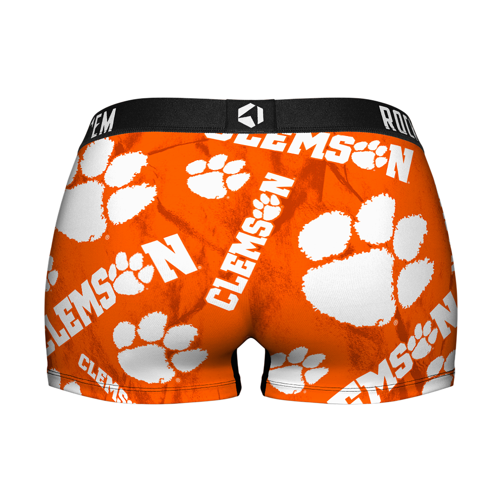 Women's Boy Shorts - Clemson Tigers - Logo All-Over | Rock 'Em Socks