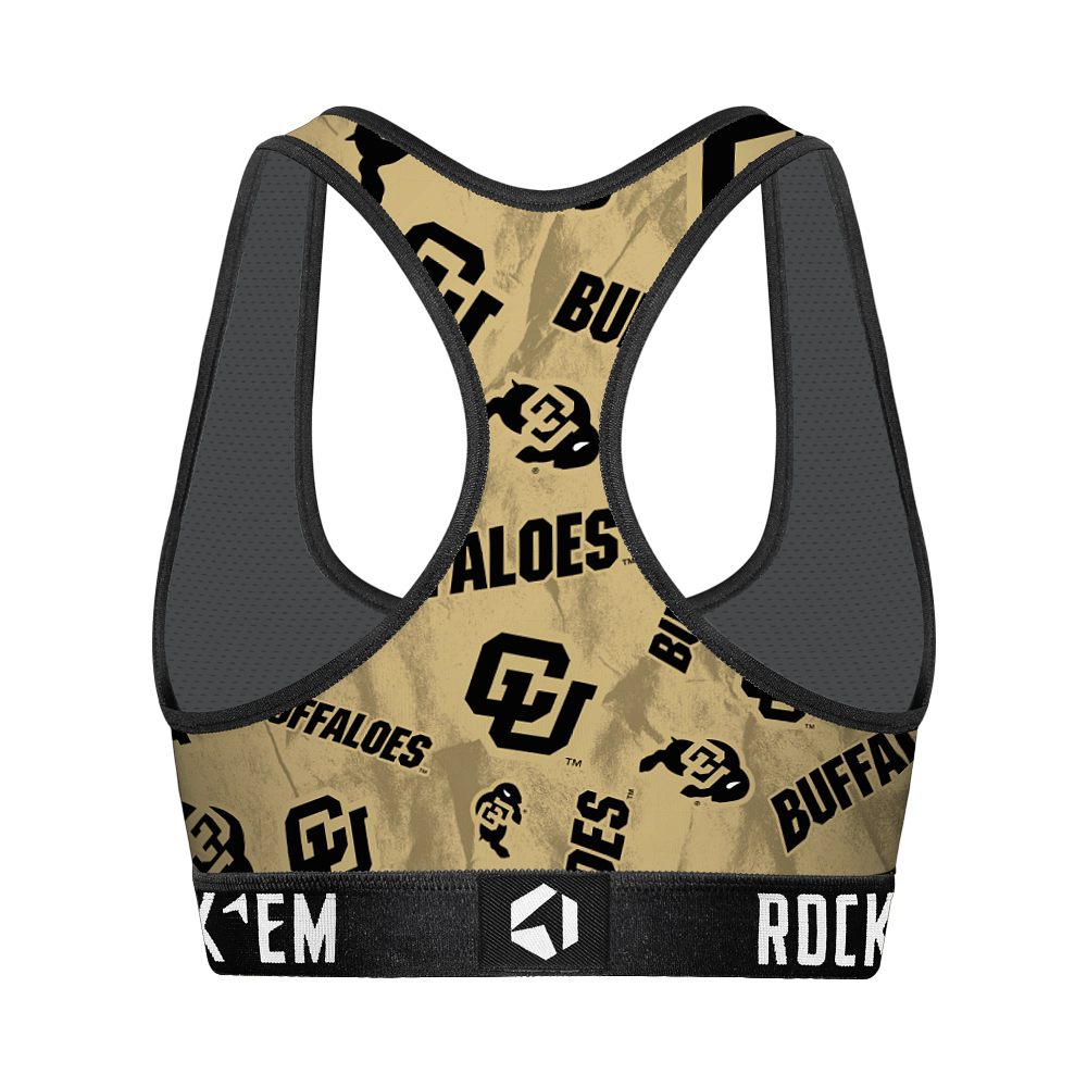 Women's Sports Bra - Colorado Buffaloes - Logo All-Over | Rock 'Em Socks 2