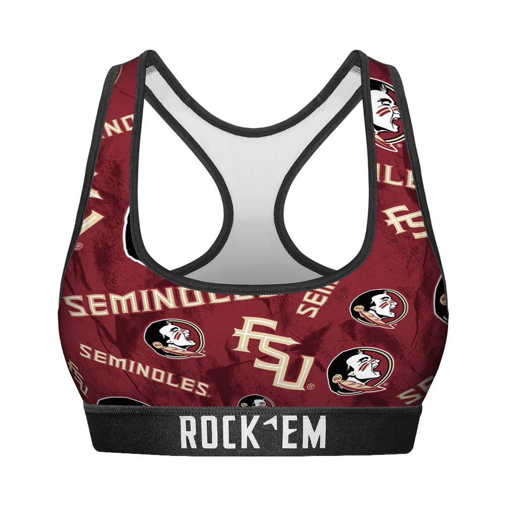 Women's Sports Bra - Florida State Seminoles - Logo All-Over | Rock 'Em Socks