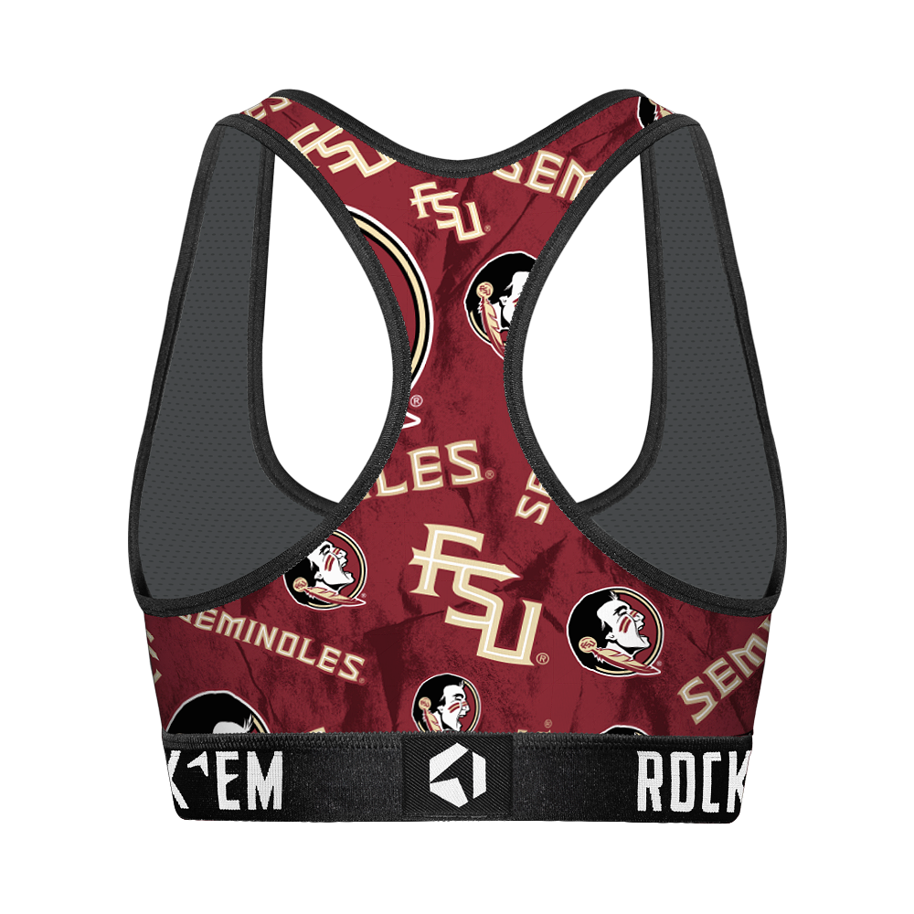 Women's Sports Bra - Florida State Seminoles - Logo All-Over | Rock 'Em Socks