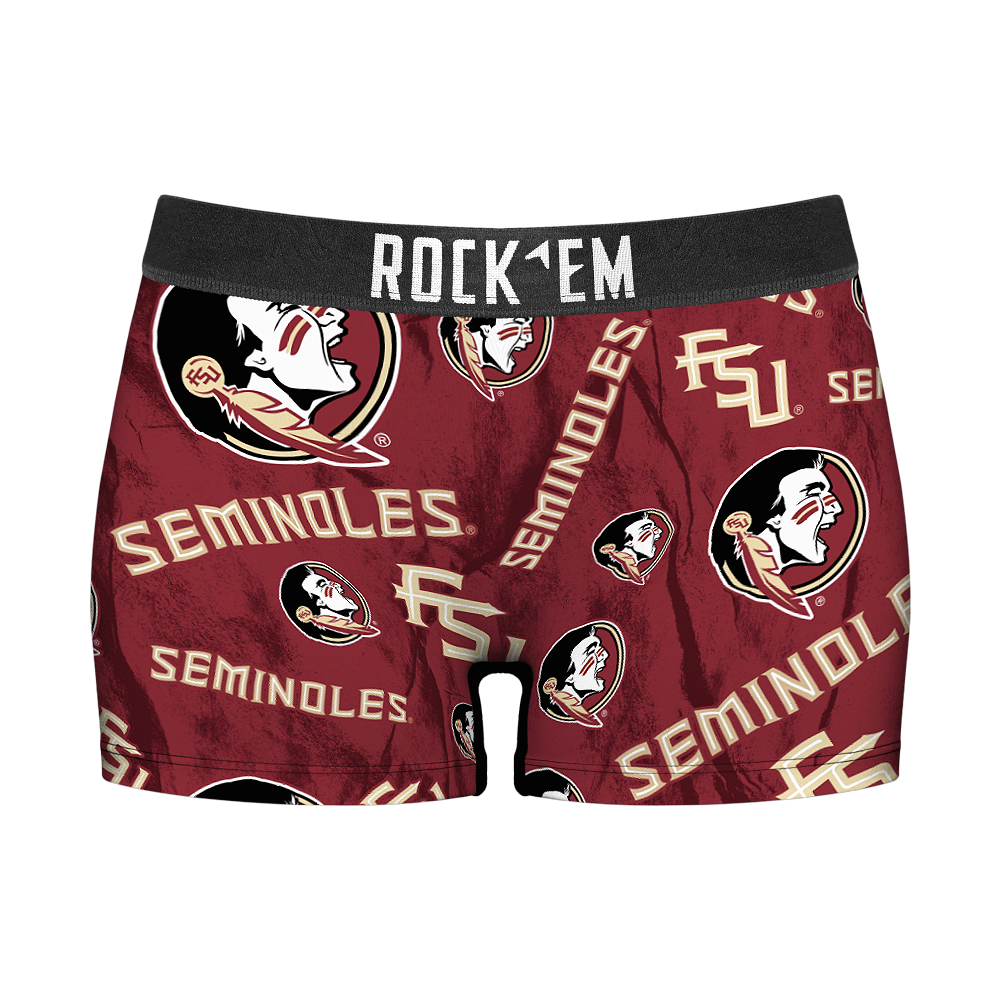 Women's Boy Shorts - Florida State Seminoles - Logo All-Over | Rock 'Em Socks