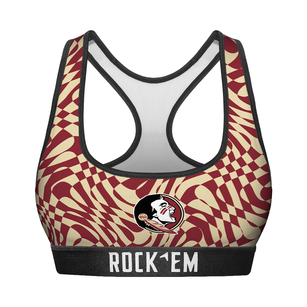 Women's Sports Bra - Florida State Seminoles - Wavy Checkers | Rock 'Em Socks