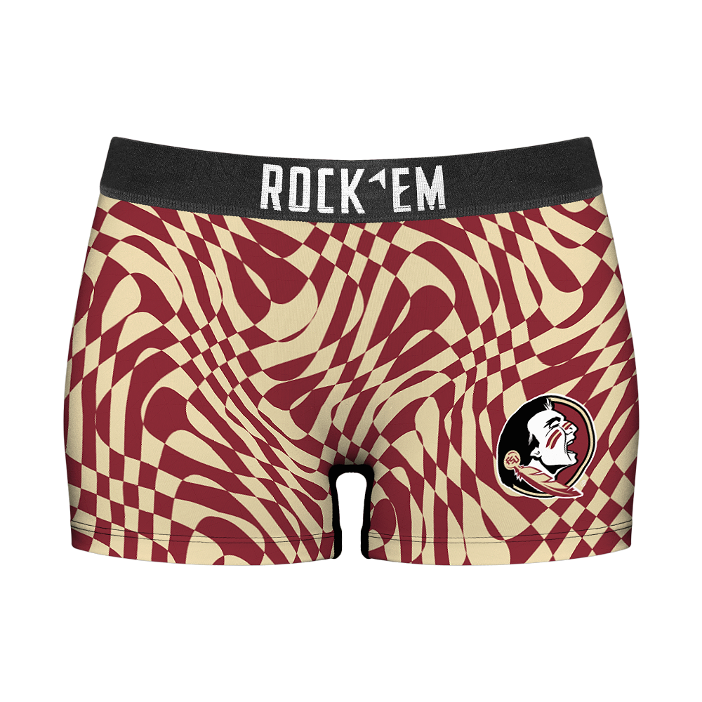 Women's Boy Shorts - Florida State Seminoles - Wavy Checkers | Rock 'Em Socks