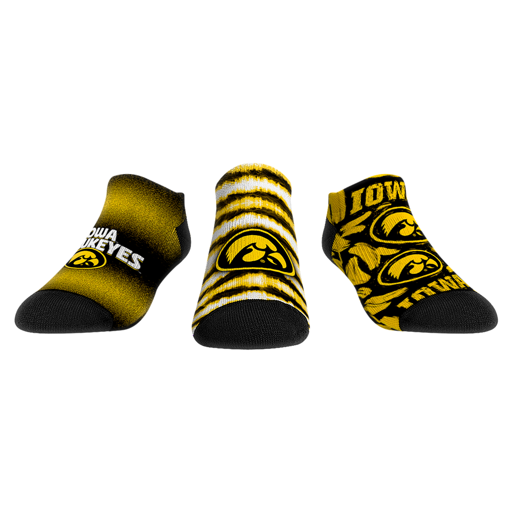 Iowa Hawkeyes - Low Cut  - Make Some Noise (3-Pack) | Rock 'Em Socks 1