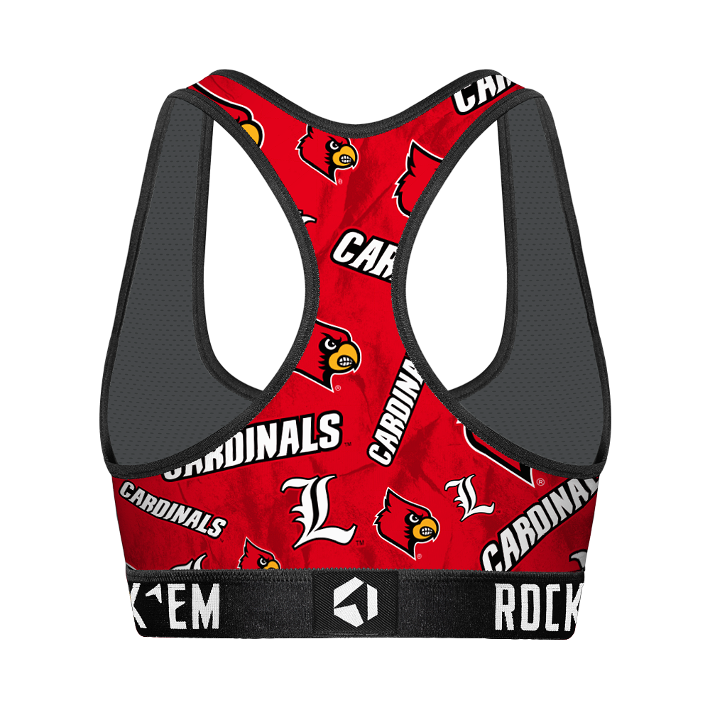 Women's Sports Bra - Louisville Cardinals - Logo All-Over | Rock 'Em Socks 2
