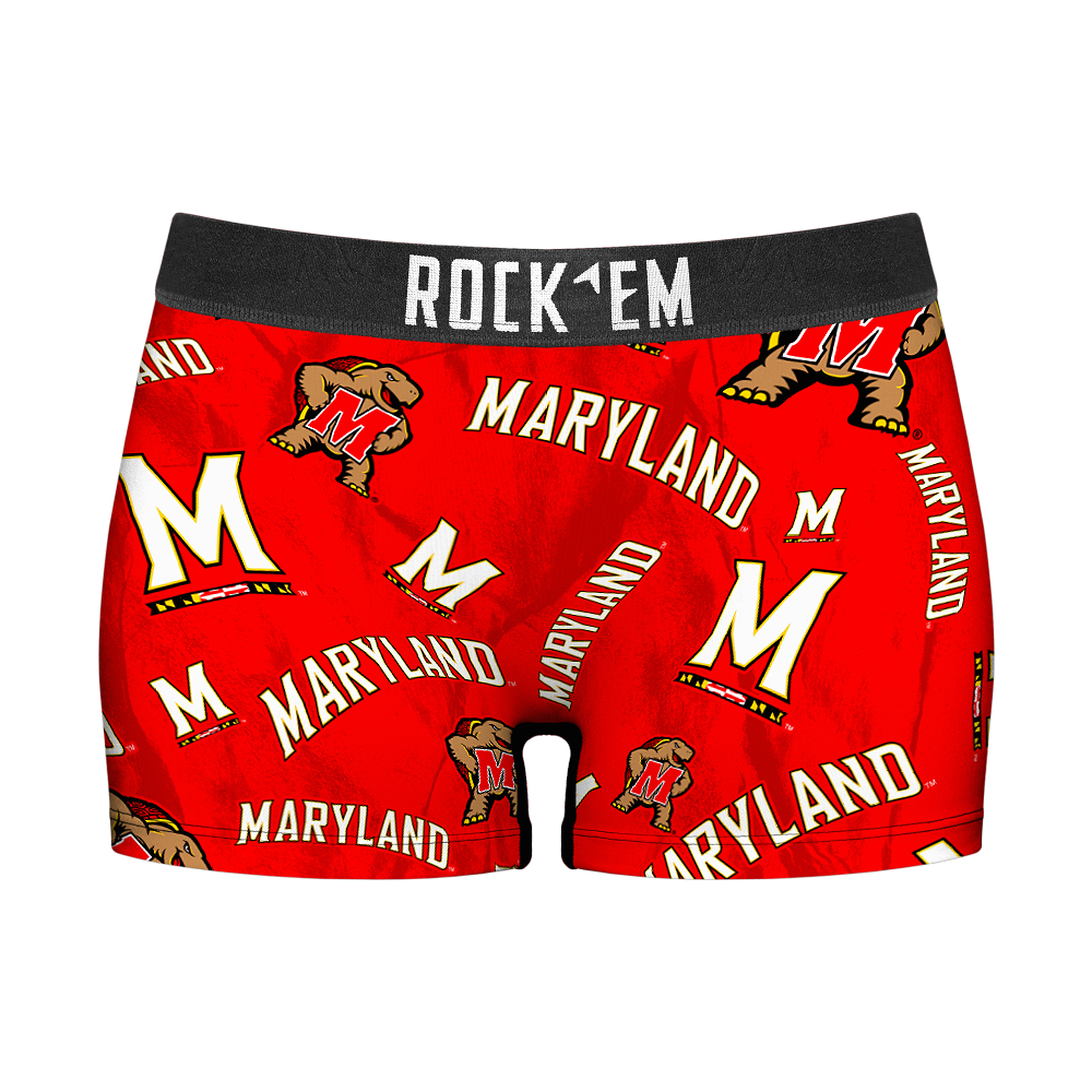 Women's Boy Shorts - Maryland Terrapins - Logo All-Over | Rock 'Em Socks